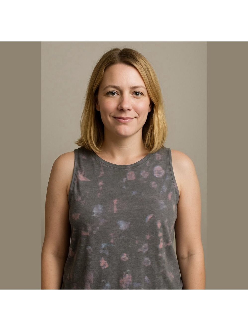 Women's Champion Grey Pink Floral Print Tank Top M